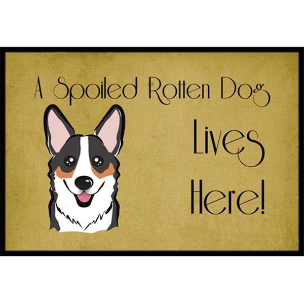 Carolines Treasures BB1503JMAT Tricolor Corgi Spoiled Dog Lives Here Indoor & Outdoor Mat; 24 x 36 in. BB1503JMAT - main